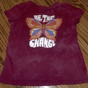 🌸Girls short sleeve sz lg maroon tie dye “be the change”
